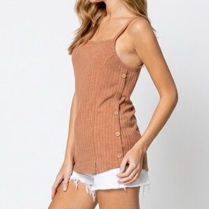Doe & Rae Square Neck Ribbed Cropped Tank SZ LARGE NWT